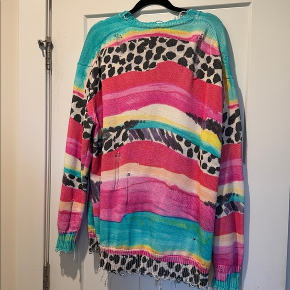 R13 Multi-Stripe Distressed Edge Cardigan - Picture 6 of 6